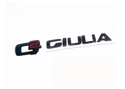2Pcs Gloss Black Alfa Romeo Q2+Giulia Badge Emblem Sticker Wings Rear Tailgate - Image 1 of 4