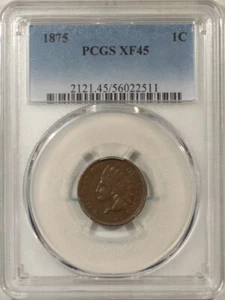 1875 INDIAN CENT - PCGS XF-45 BN - Picture 1 of 3
