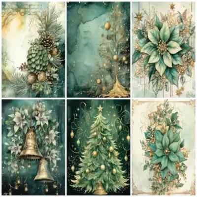 DAZZLING ACE DESIGNS CHRISTMAS IN GREEN Cardmaking Card Toppers Scrapbook Tags Paper Craft