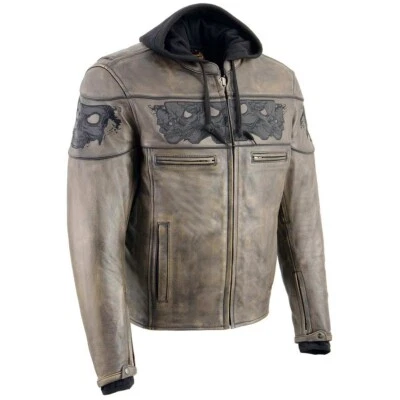 Milwaukee Leather 1561 Men's Distressed Brown Leather Motorcycle Rider Jacket - Image 1 of 4
