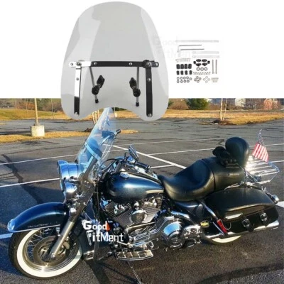 Parabrisas grande para Harley Davidson Touring Road King 18"" x 16"" humo 1" 7/8" Foto 1 de 4