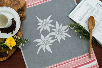 CRYSTAL ARROW NEW Edelweiss Jacquard Kitchen Dish/Tea Towel Red 100% Cotton Czech NWT