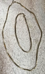 Real Solid 925 ITALY Sterling Silver Square Chain Bracelet & Necklace. - Picture 1 of 3