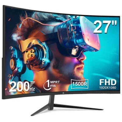 Z-EDGE 27" 1080P FHD 200Hz 1ms Curved Gaming Monitor, HDMI 2.0, DP 1.4, FreeSync
