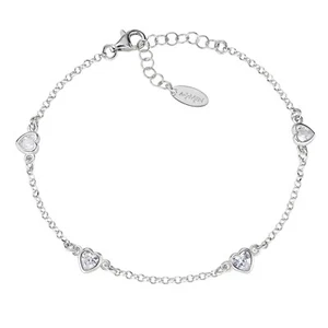 bracciale cuori donna argento 925 rodiato zirconi Amen gioielli cuore - Foto 1 di 2