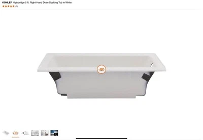 *NEW* KOHLER  K-878-S-0 Highbridge 60 Inch x 32 Inch Cast Iron Alcove - Image 1 of 4