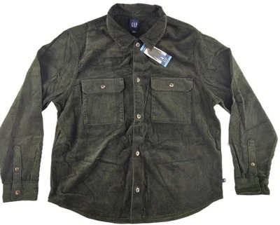 NEW GAP Men's Green Coruroy Long Sleeve Button Up Shirt Size Large NWT - Image 1 of 4