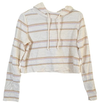 Lou & Grey 女式运动衫多色条纹裁剪长袖棉质 XS — 第 1/4 张图片