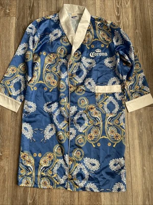 Albornoz de satén para hombre salón Corona Snoop Dogg imagen M/L diseño azul dorado sin cinturón Foto 1 de 4