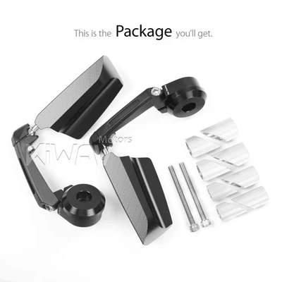 PAIR bar end mirrors LEAP black heavy weight 1" hollow bar fits Kawasaki - Image 1 of 4