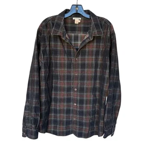 Carbon2Cobalt Mens Dark Plaid Corduroy Long Sleeve Button Down Shirt size XL - Picture 1 of 7