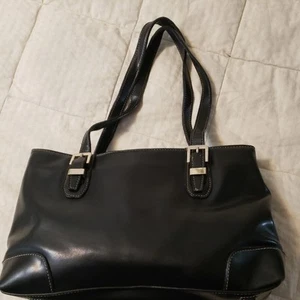 Liz Claiborne Black Handbag Satchel Purse Pocketbook with built in wallet 14 x 8 - Picture 1 of 10