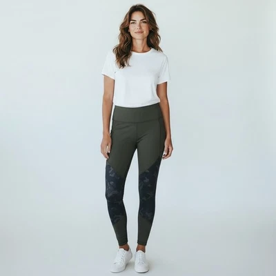 Leggings femininas Under Armour L Olive compressão camuflagem bolsos ColdGear nova sem etiquetas - Imagem 1 de 4