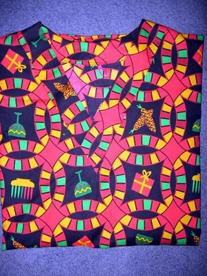 Blusa Médica Kwanzaa Icons & Symbols Hecha a Mano Algodón Negro Talla Pequeña 30-32 Foto 1 de 4