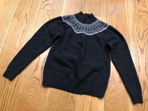 JW ANDERSON WOMEN'S UNIQLO FAIR ISLE WOOL DARK GREY LONG SLEEVED JUMPER MEDIUM - Picture 1 of 20