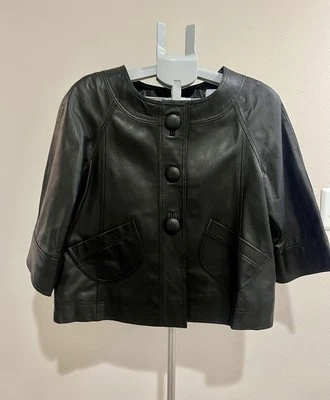 Jaqueta de couro preta cropped Kenar tamanho 12 - Imagem 1 de 4