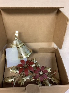 Home Interiors Gifts Metal Bells And Holly - Picture 1 of 4