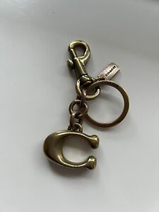 Coach Signature C Bag Purse Charm  Style 1635 Vintage Brass Gold Clip Keyring