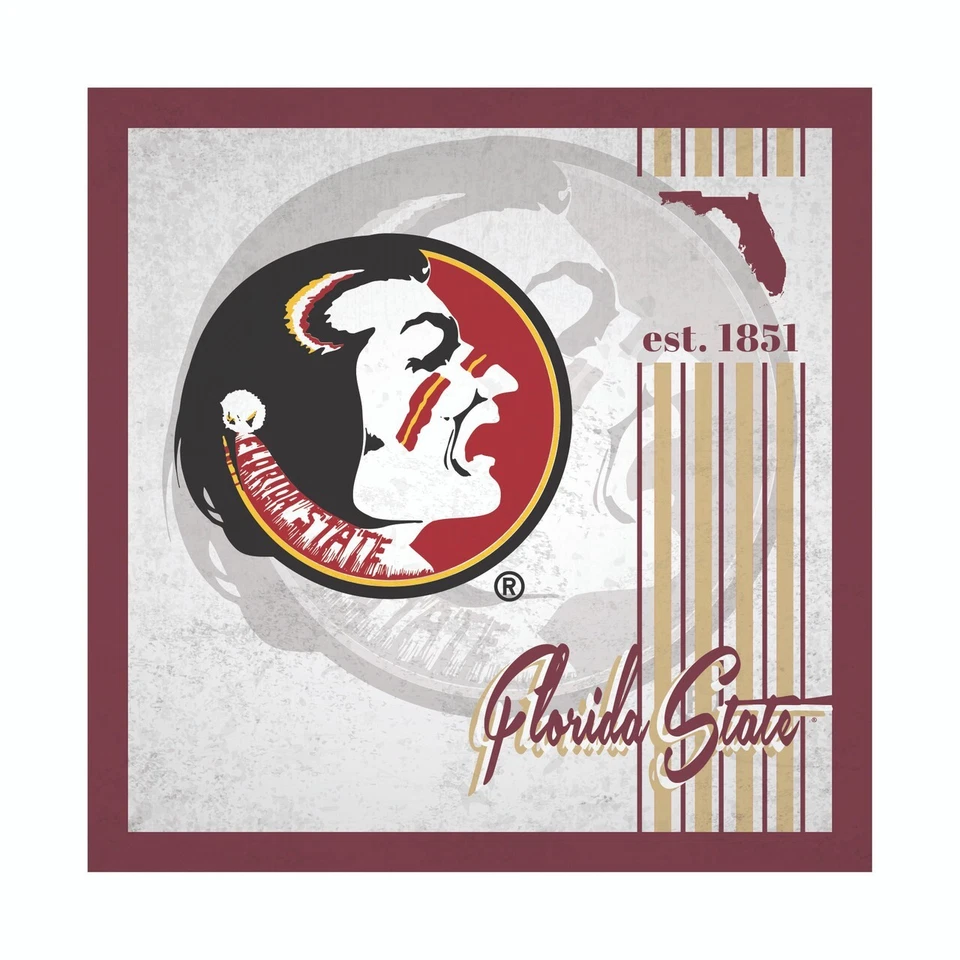 Florida State Seminoles FSU NCAA Vintage 10" x 10" Album Design Wood Sign - Image 1 of 1