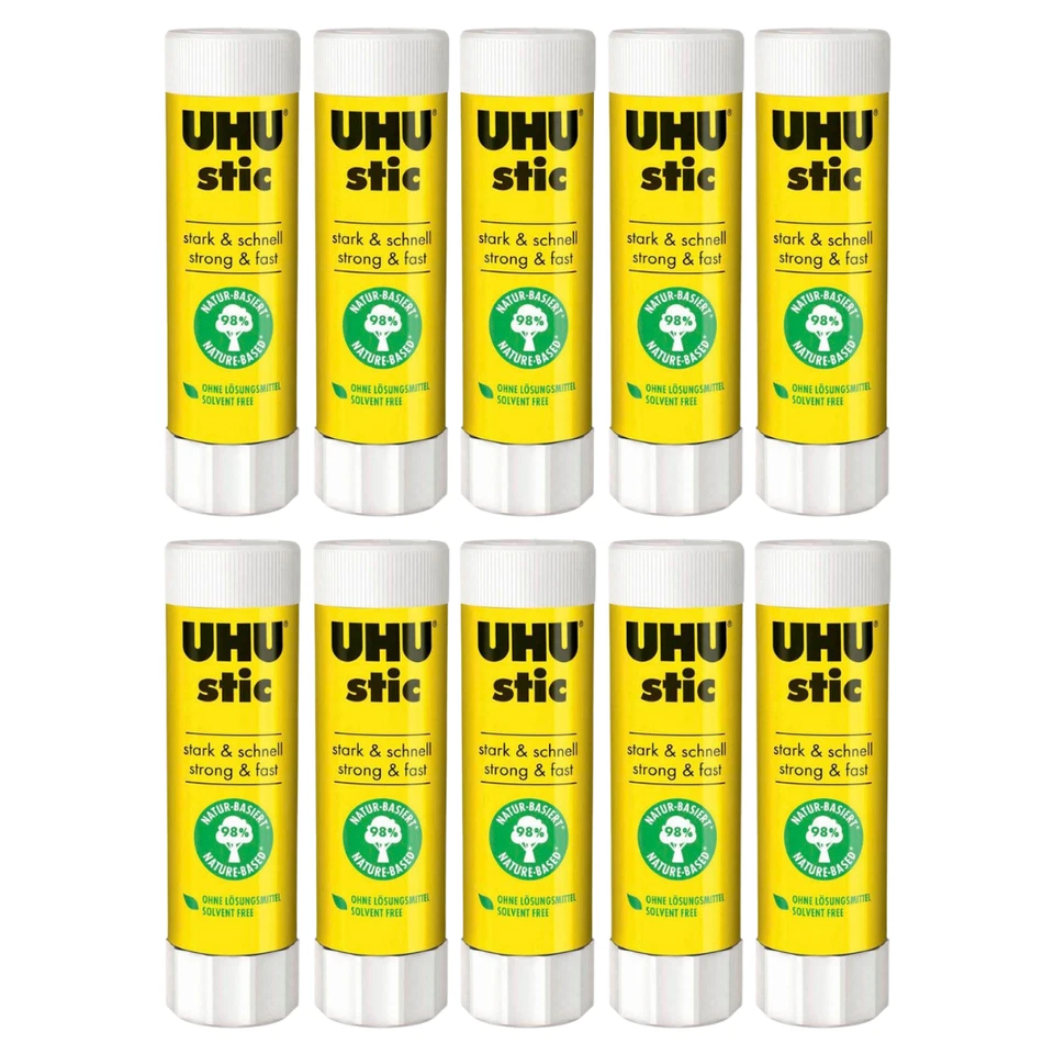 10 x UHU stic Klebestift Klebetube 40g Stiftform auswaschbar lösemittelfrei