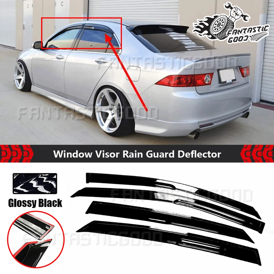 Para Acura TSX Sedán04-08丨JDM Estilo Mugen Visera de Ventana Negra Protector de Lluvia Deflector Foto 1 de 4
