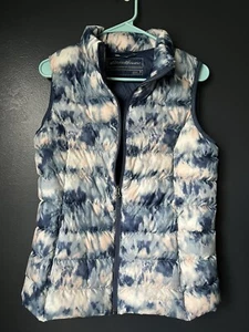 Eddie Bauer - Womens - Medium Blue / Pink Watercolor Tye Die Puffer Vest - Picture 1 of 4