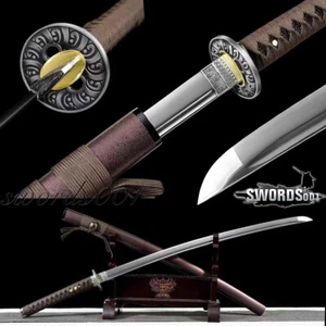 Classic Brown Handmade Japanese Samurai Katana Sword T10 Steel Battle Ready - Picture 1 of 10