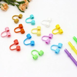 12pcs Reusable Straws Covers Straw Toppers Silicone Straw Caps - Afbeelding 1 van 12