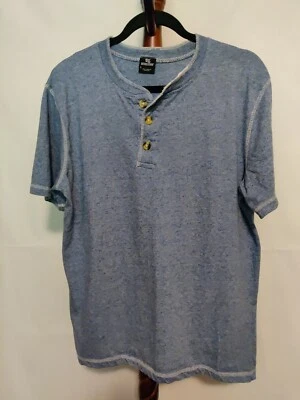 GT Revolution Mens t-shirt size L blue/white color SS crew neck with buttons EUC - Image 1 of 4