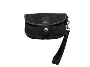 Dooney & Bourke Black And Grey Canvas Signature Flap Wallet Wrislet - Picture 1 of 7