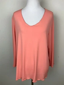 Camiseta Top Dialogue Mujer Coral Talla L Cuello Redondo Volantes Borde Pullover - Imagen 1 de 7