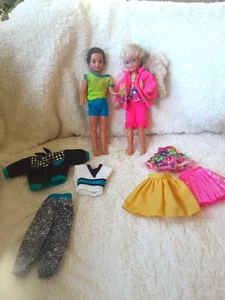Vintage 1990 Mattel Todd And Twin Sister Stacie Dolls and Clothing EUC - Picture 1 of 8