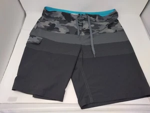 Sonoma Herren 36 Taille Badehose Boardshorts grau Camouflage und Streifen zum Binden - Bild 1 von 7