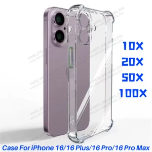 WHOLESALE For iPhone 16 Pro Max 16 Plus Shockproof Clear Phone Case Cover Lot - Picture 1 of 13
