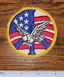 American Flag Eagle Peace Sign Red White & Blue Vintage USA Patch - Picture 1 of 1