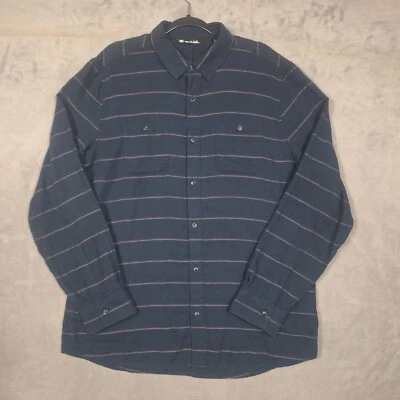 Travis Mathew Shirt Men XL Blue Striped Long Sleeve Golf button up casual pocket - Image 1 of 4