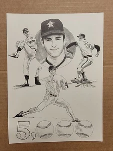 1989 Drawing Poster 8"×10" Beckett Cover Artwork Nolan Ryan 5000 Strike Outs B - Picture 1 of 1