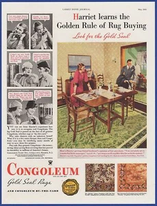 Vintage 1934 CONGOLEUM Rugs Flooring Nomad Lucerne Decor Ephemera 30's Print Ad - Picture 1 of 1