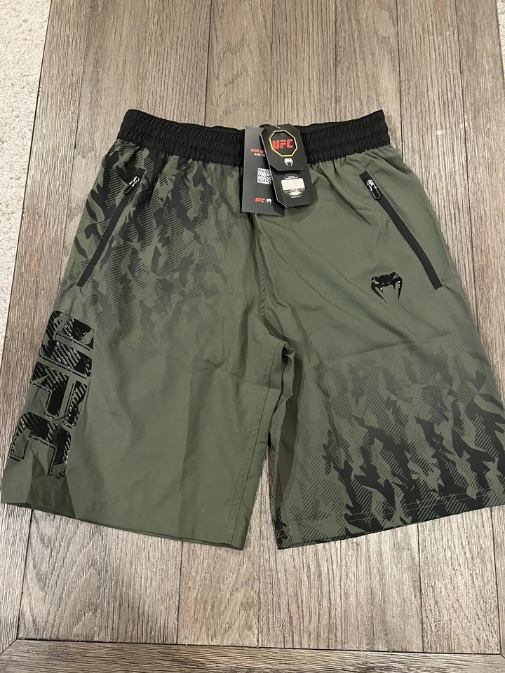 Pantalones Cortos Venum UFC Fight Team Para Hombre Negro Verde MMA BJJ Jui Jitsu Pequeños Foto 1 de 1