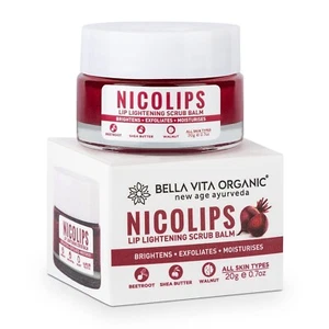 Bella Vita Organic NicoLips Lip Scrub Balm Brightening Dark Lips for unisex 20g - Picture 1 of 18