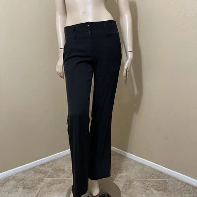 Pantalones para mujer negros viscosa informales elásticos ajustados rectos con cuentas cremallera talla 2 Foto 1 de 4