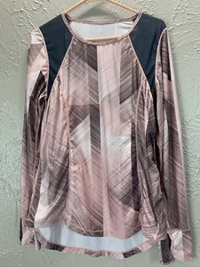 NANNETE LEPORE PINK BLACK MESH INSERTS RUNNING YOGA ATHLETIC TOP BLOUSE - Picture 1 of 3