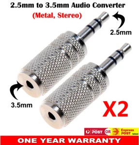 2X 3.5mm Female to 2.5mm Male Stereo AUX Audio Connector Adapter Converter Metal - Picture 1 of 2