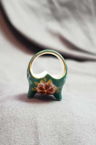 Vintage Miniature Porcelain Footed Bowl Basket Cover