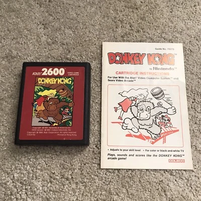Donkey Kong (Atari 2600, 1988) Red Label w/ Manual - Tested/Works - Clean - Image 1 of 4