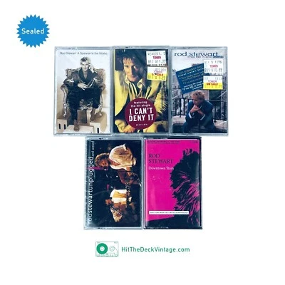 5x SEALED Rod Stewart Cassette Tapes: Spanner Human Unplugged Anthology + More - Image 1 of 3