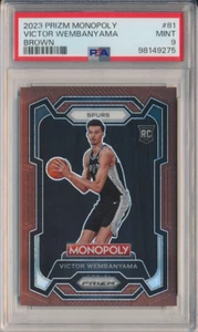 2023-24 Panini Prizm Monopoly Victor Wembanyama Marrone RC 81 #129/249 PSA 9 - Foto 1 di 2