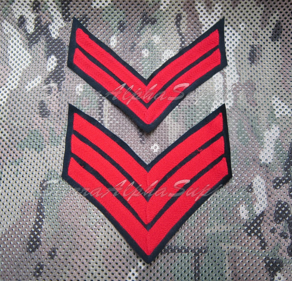 ROYAL MARINES  SERGEANT / CORPORAL RANK STRIPES RED ON BLUE OLD BRAID New - Image 1 of 1