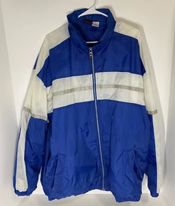 Pro Spirit Mens Jacket Windbreaker Size XL Zip Up Front White Blue Reflective - Picture 1 of 7