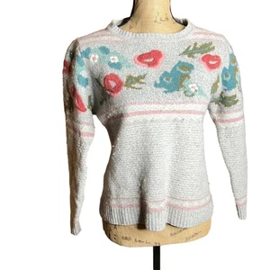 Suéter Sundance Bold Botánico Bordado Mezcla de Lana Gris Talla Mediana - Imagen 1 de 6